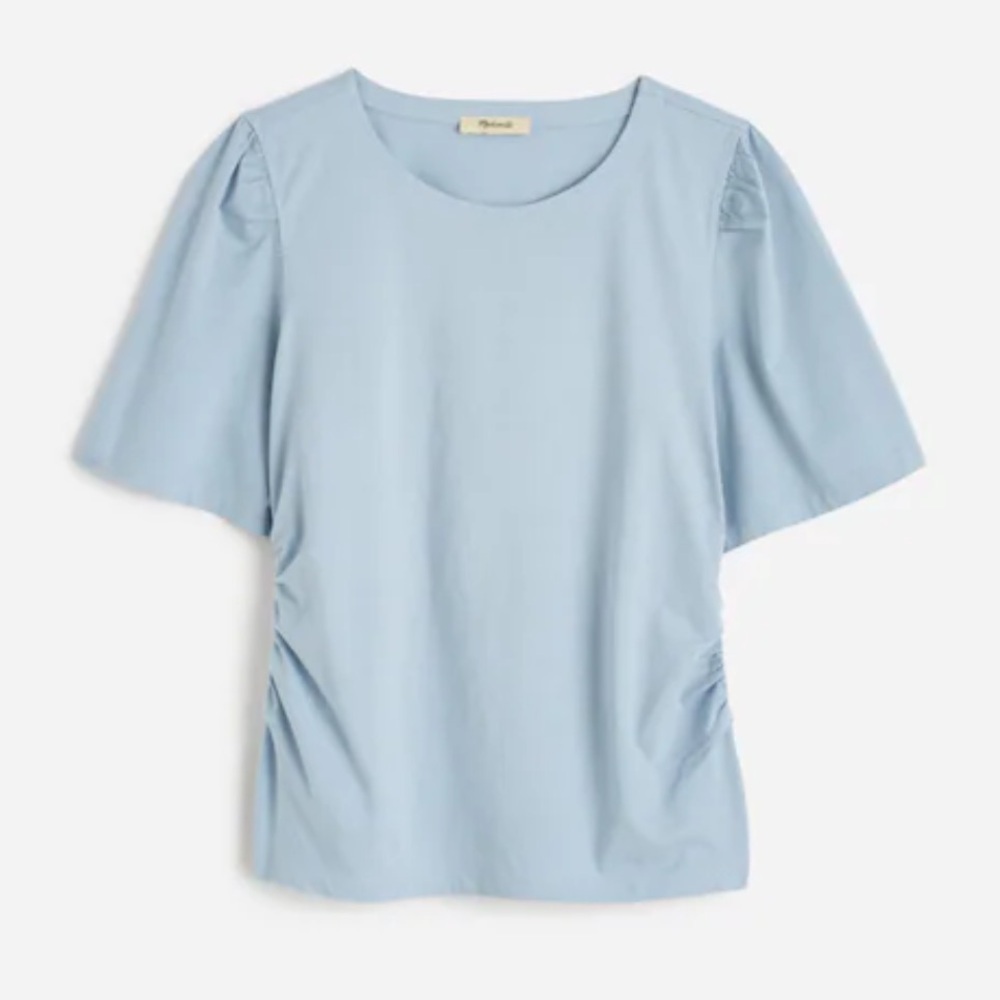 Madewell feather blue Side-Cinch Puff-Sleeve Tee